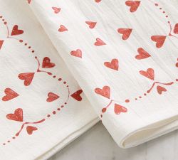 Painted Hearts Cotton Tea Towels - Set of 2