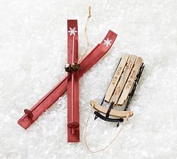 Wooden Winter Sports Ornaments