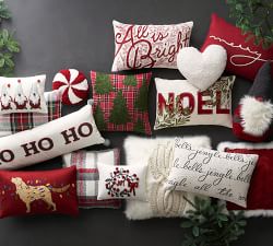 Dog with Lights Embroidered Lumbar Pillow Cover