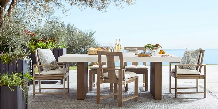 Pomona Concrete Acacia Rectangular Outdoor Dining Table (86