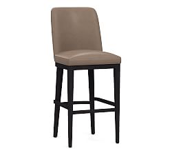 Open Box: Layton Leather Bar Height Stool - Blackened Oak Legs, Legacy Taupe