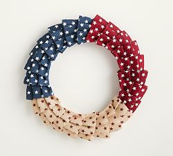 Open Box: Liberty Handcrafted Burlap Wreath, Large, 24" - Red/White/Blue