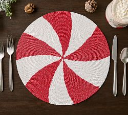 Peppermint Handcrafted Beaded Placemats, Set of 4
