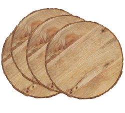 Bark Wood Charger Plate, Set of 4