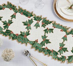 Beaded Holly Table Runner