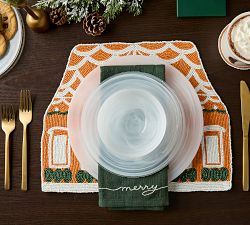 Gingerbread House Handcrafted Beaded Placemats, Set of 4