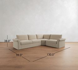 Westwood Roll Arm Slipcovered 3-Piece Wedge Sleeper Sectional (130")