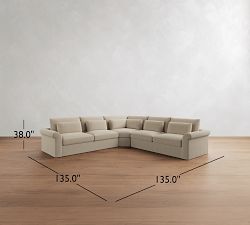 Westwood Roll Arm Deep Seat Slipcovered 3-Piece L-Shaped Wedge Sleeper Sectional (135")