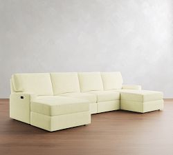 PB Comfort Modern Square Arm Power Reclining Double Chaise Sectional (142"-170")