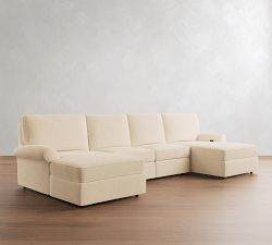 PB Comfort Roll Arm Power Reclining Double Chaise Sectional (148"176-")