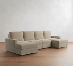 Westwood Square Arm Power Reclining Double Chaise Sectional (141"-165")