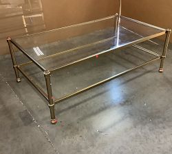 Open Box: Everson Rectangular Glass Coffee Table, 52&quot; - Antique Brass