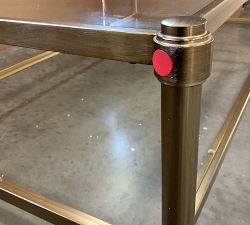 Open Box: Everson Rectangular Glass Coffee Table, 52&quot; - Antique Brass