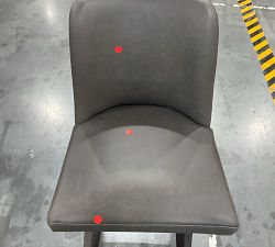 Open Box: Layton Leather Swivel Stool, Bar Stool, 31.5" - Gravel Graphite, Mahogany Legs