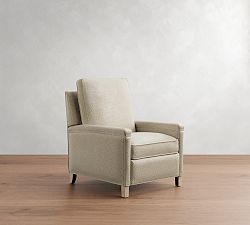 Open Box: Tyler Square Arm Upholstered Tall Recliner without Nailheads (42"), Down Blend Wrapped Cushions - Diamond Chenille Oatmeal, Seadrift Finish