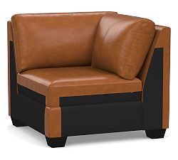 Open Box: York Leather Corner, Polyester Blend Wrapped Cushions - Signature Maple