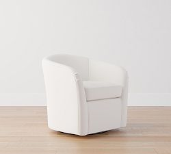 Open Box: Blake Swivel Armchair, Polyester Wrapped Cushions - Performance Textured Weave White