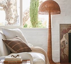 Augustus Round Rattan Floor Lamp (65&quot;)