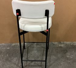 Open Box: Maison Upholstered Counter Stool (24") - Peformance Heathered Basketweave Ivory, Antique Bronze Legs 