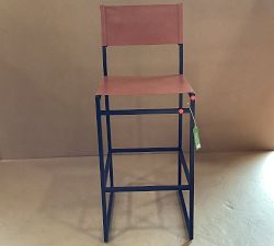 Open Box: Hardy Leather Stool, Bar Stool 30&quot;H - Individual - Bronze/Saddle Tan Leather