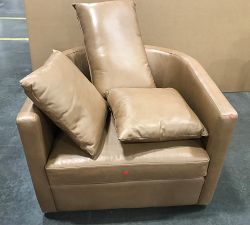 Open Box: Ayden Barrel Arm Leather Grand Swivel Chair (40&quot;), Individual - Camel, Churchfield