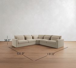 Westwood Square Arm Deep Seat 3-Piece L-Shaped Wedge Sleeper Sectional (132")