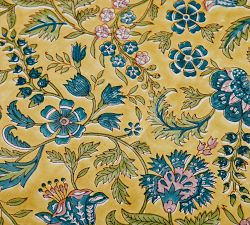 Bette Floral Block Print Cotton Tablecloth