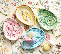 Easter Egg Stoneware Appetizer Plates - Mixed Set of 4