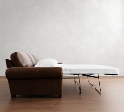Turner Roll Arm Leather Sleeper Sofa - Thumbnail 4