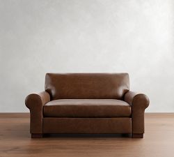 Turner Roll Arm Leather Sleeper Sofa - Thumbnail 2