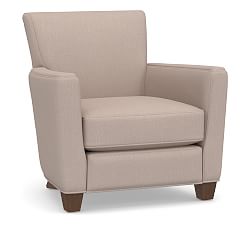 Open Box: Irving Square Arm Recliner, 38" Recliner - Performance Heathered Tweed Desert, Coffee Finish