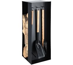 Steel Fireplace Tool Set with Log Storage