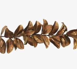Faux Gold Magnolia Leaf Garland 5'