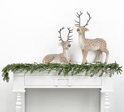 Faux Iced Cedar Garland with Pinecones - Set of 2