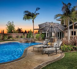 9' Round Fira LED Outdoor Patio Umbrella - Aluminum Tilt Frame