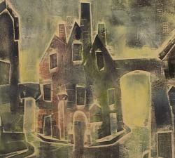 Medieval Town By Pepi Sprohge with Rustic Walnut Frame