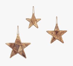 Recycled Hanging Wooden Stars - Set Of 3