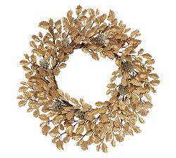 Faux Glitter Gold Holly Wreath &amp; Garland