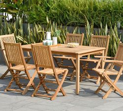 Josie Teak Folding Outdoor Dining &amp; Armchairs, Sets of 2