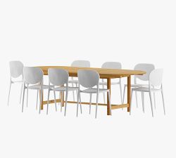Nassau 9-Piece Teak Oval Dining Table Set