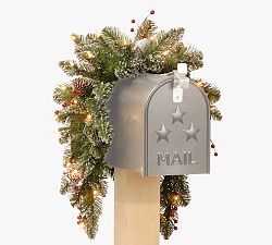 Open Box: Lit LED Faux Mountain Pine Mailbox Swag