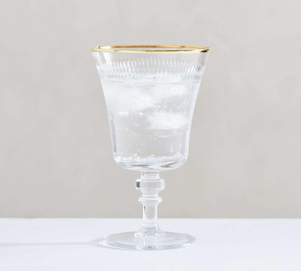 Etched Gold Rim Goblets - Set of 4