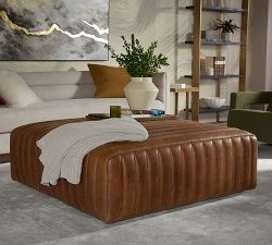 Oakdale Square Leather Ottoman