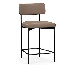 Open Box: Maison Leather Counter Stool (24&quot;) - Legacy Taupe, Antique Bronze Legs