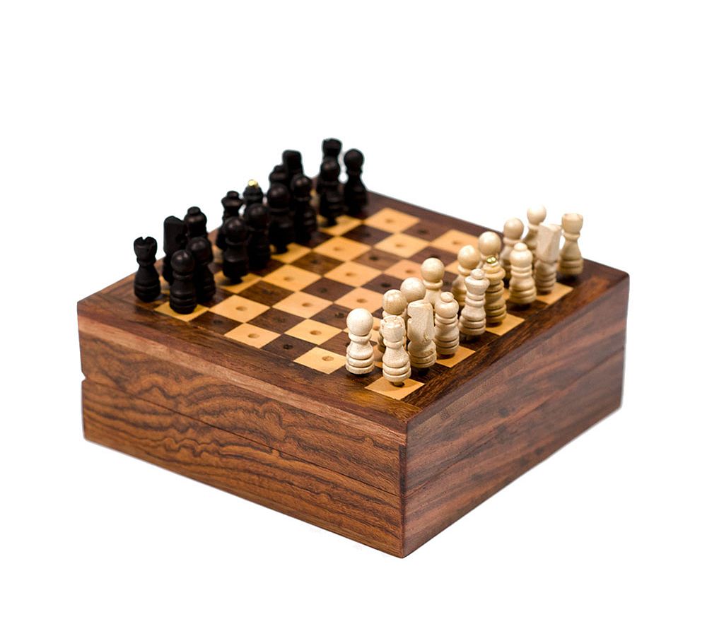 Handcrafted Rosewood Games - Travel Chess