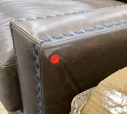 Open Box: Build Your Own Turner Square Arm Deep Seat Leather Sectional, Right Sofa with Nailheads - Gravel Chocolate, Dark Walnut Legs