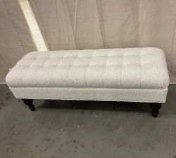 Open Box: Martin Upholstered Bench without Nailheads, 50.5" - Luxe Boucle Ivory, Blackened Oak Legs