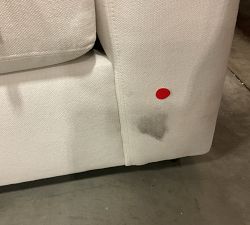 Open Box: PB Comfort Modern Square Arm Grand Sofa, 108", 3-Seater, Memory Foam Cushion Fill - Performance Textured Weave White