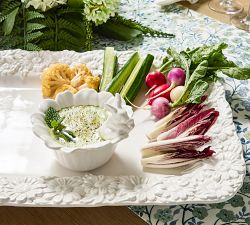 Floral Bunny Stoneware Serving Tray