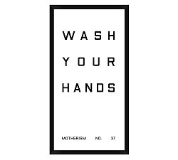Open Box: Bathroom Reminders Framed Print, Wash Your Hands, 11" x 21" - Black